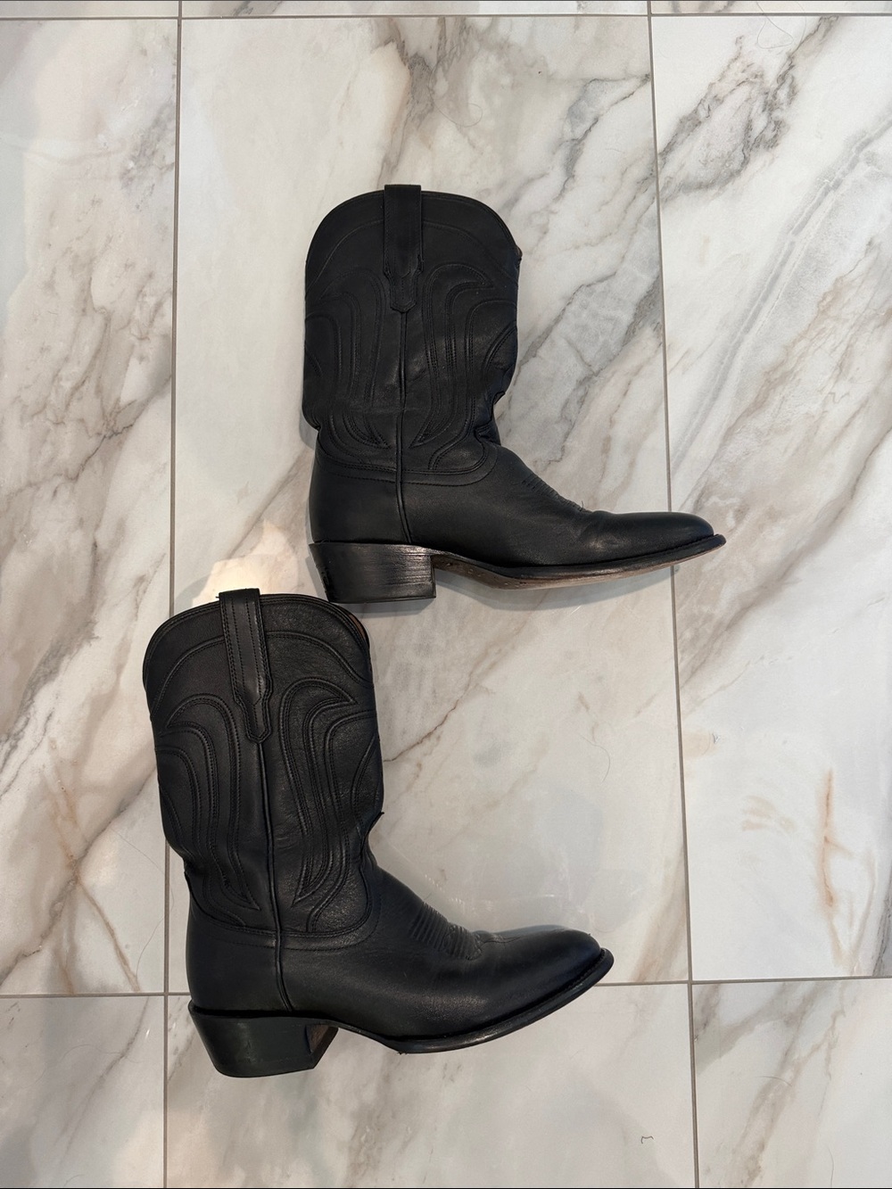 Tecovas Black Leather Western Cowboy Boots